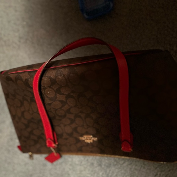 XL Coach tote brown and red - Picture 6 of 12